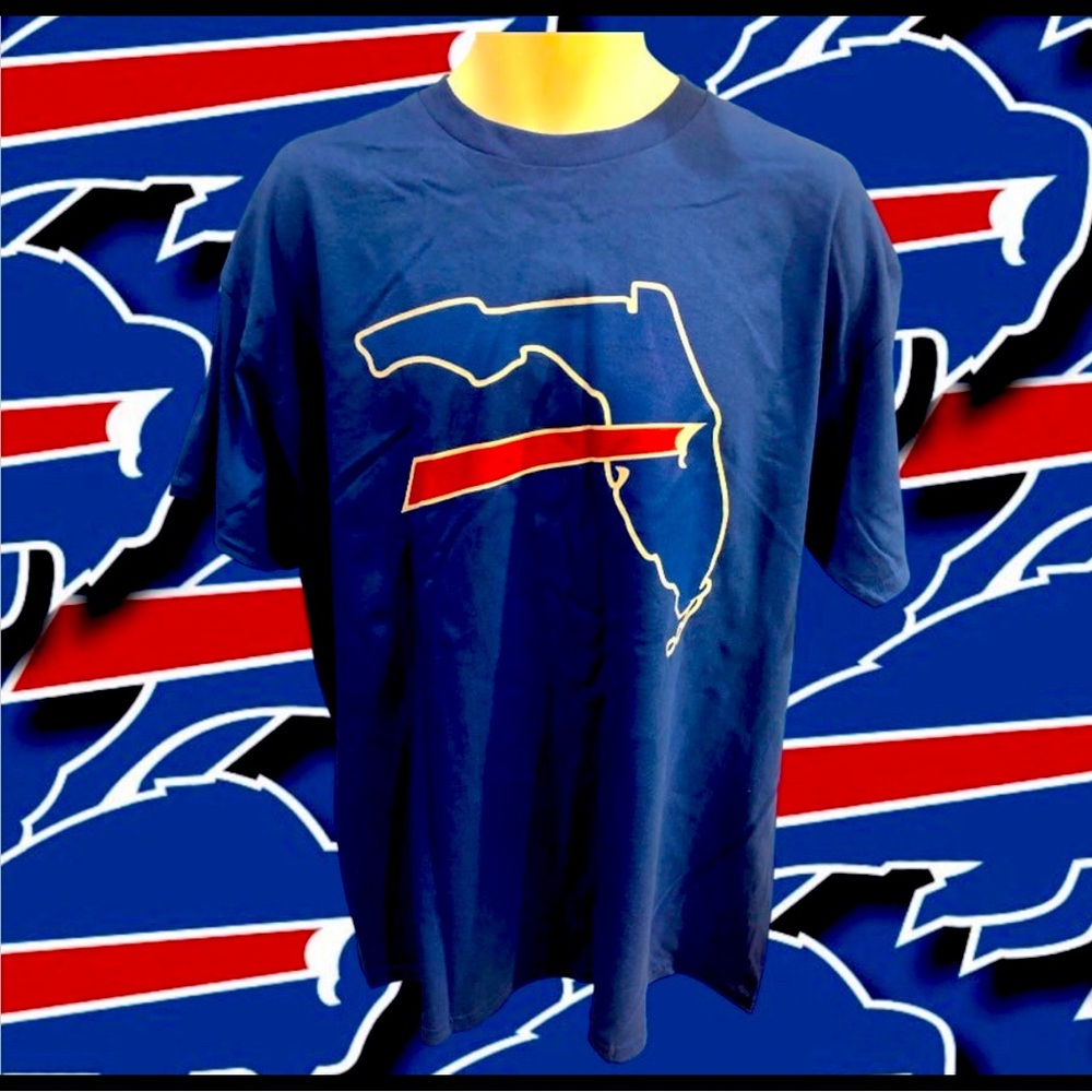 Buffalo Bills Mafia FLORIDA Resident Men’s XL X-Large Royal Blue Logo Shirt NWT